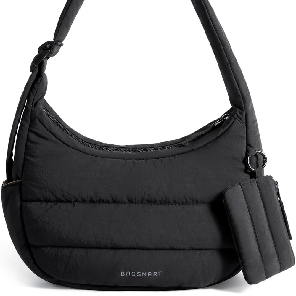 NWT Bagsmart puffer Stylish Black Women's Bag small with coin purse